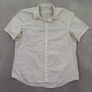 Lululemon Mens XL White Short Sleeve Button Up Shirt Casual Active Commuter